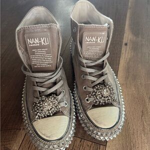 Nan-Ku Women's Silver Studded Sneakers